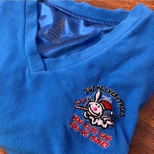 Vintage Y2K Jim Benton Happy Bunny "Buy Me Everything" Fleece Sweater Size XL.
